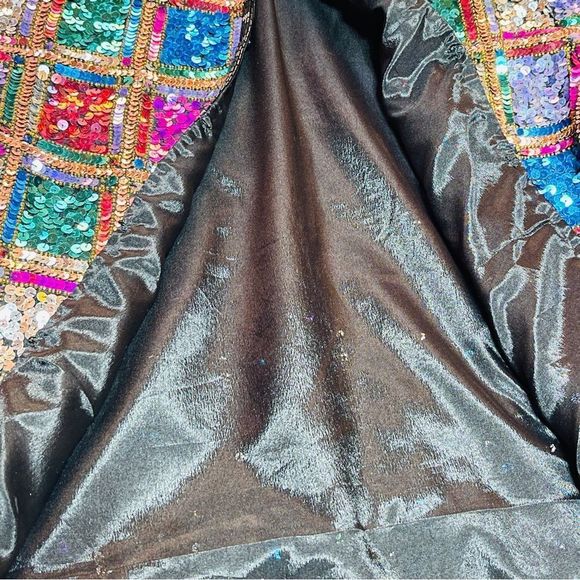 Vintage Rina Z Beaded Sequin Jacket 100% Silk Window Pane Boxy Cardigan … - Picture 11 of 14